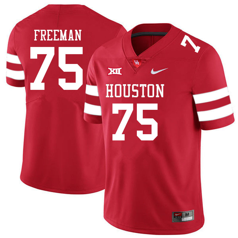 Men #75 Jack Freeman Houston Cougars College Big 12 Conference Football Jerseys Sale-Red
